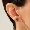 925 Sterling Silver Emerald Flower Earring - Image 2
