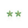 925 sterling silver flower stud earrings with emerald stones