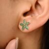 Delicate floral stud earrings with 12.7 mm width