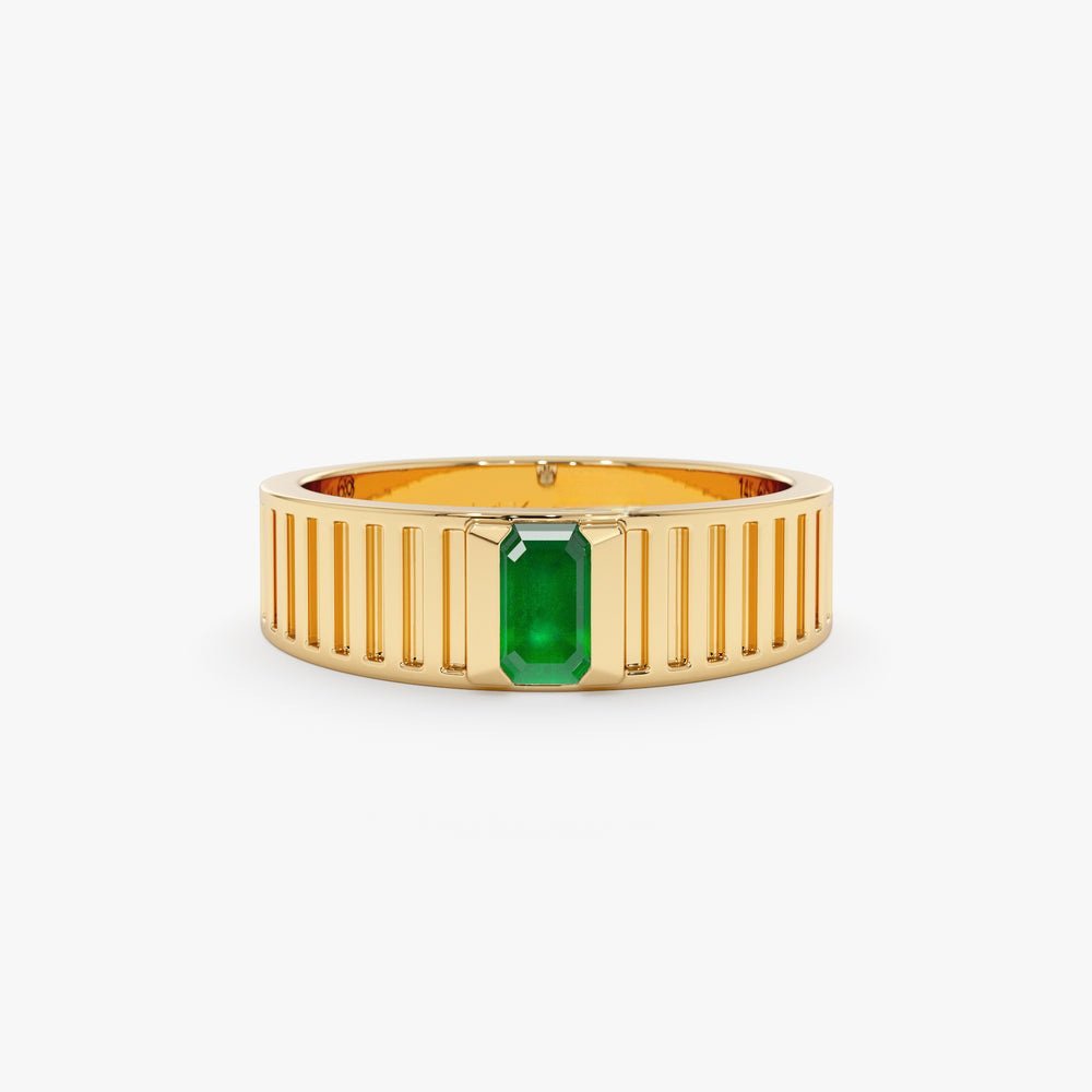 925 Sterling Silver Emerald Gatsby Ring