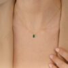 925 Sterling Silver Emerald Gemstone Minimalist 925 Sterling Silver Necklace