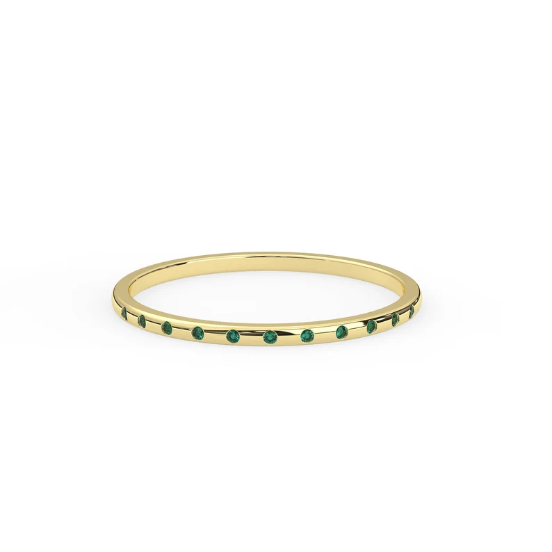 925 Sterling Silver Emerald Half Eternity Band
