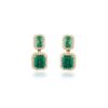 Sterling silver emerald halo dangle earrings with diamond details