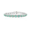 925 Sterling Silver Emerald Halo Diamond Tennis Bracelet