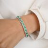 925 Sterling Silver Emerald Halo Diamond Tennis Bracelet - Image 2