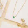 925 Sterling Silver Emerald Heart Necklace