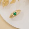 925 Sterling Silver Emerald Heart Signet Ring - Image 4