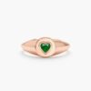 925 Sterling Silver Emerald Heart Signet Ring - Image 6