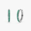 Emerald-inspired CZ accents on sterling silver huggie hoop earrings