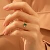 925 Sterling Silver ring featuring a marquise-shaped emerald CZ stone