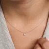 925 Sterling Silver Emerald Necklace with Halo Diamonds - Image 2