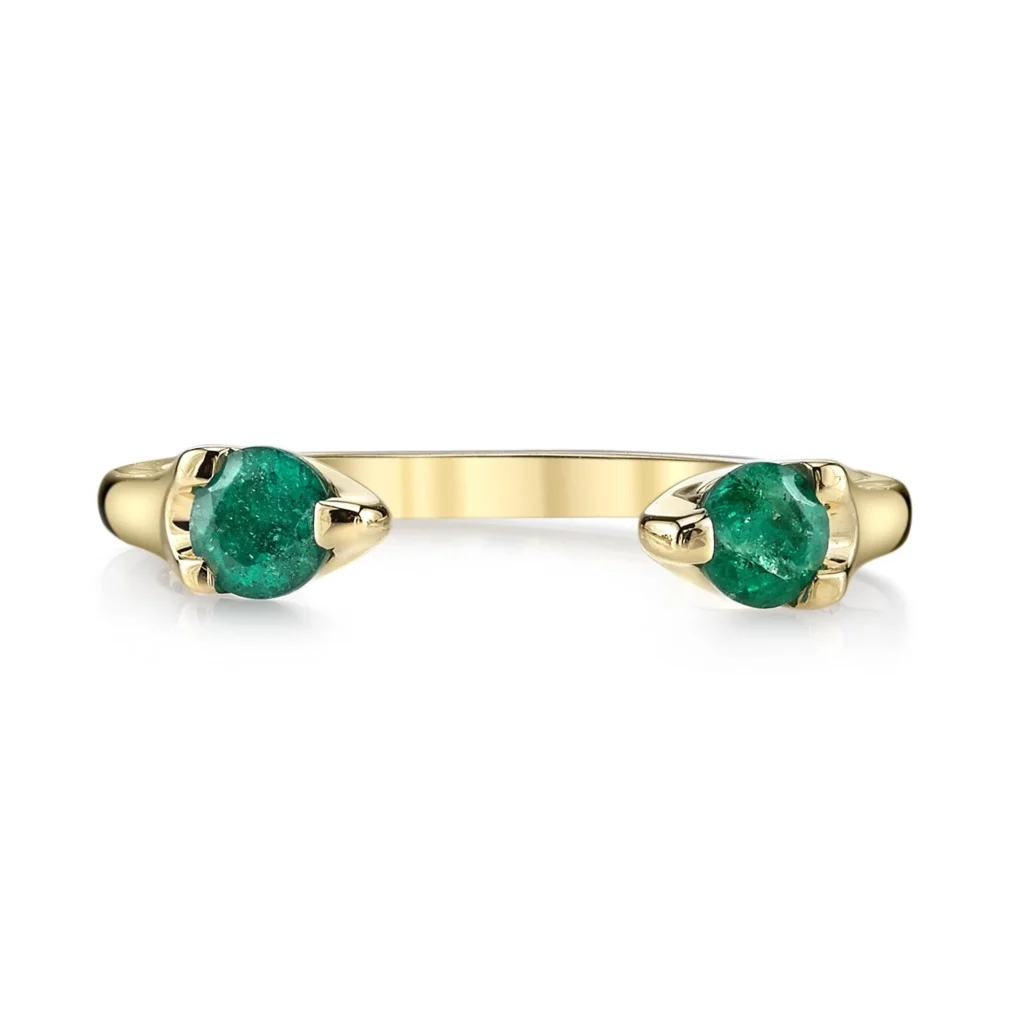 925 Sterling Silver Emerald Orbit Ring