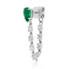 925 Sterling Silver Emerald Pear Loop Earring - Image 2