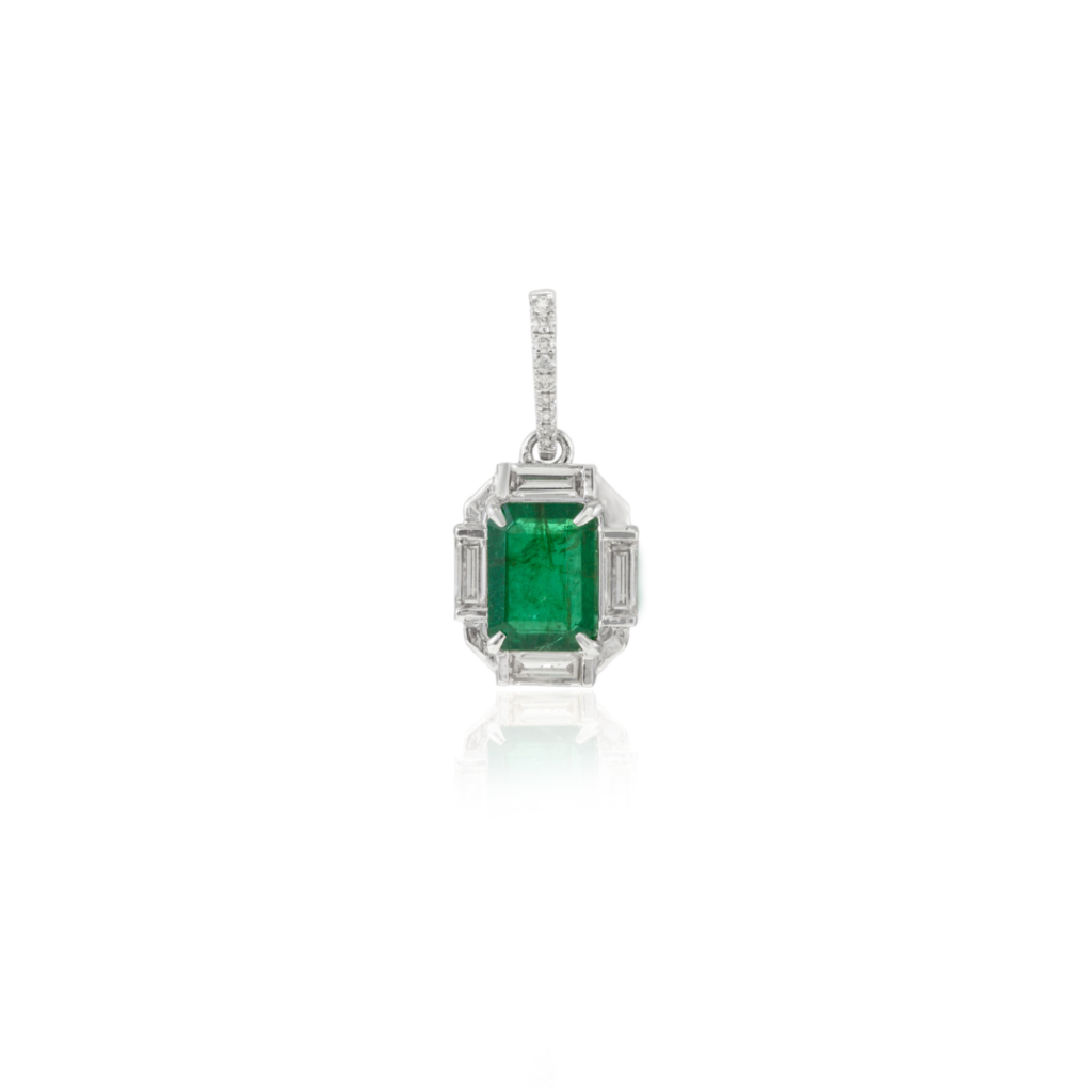 925 Sterling Silver Emerald Pendant