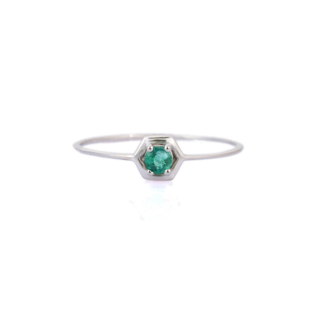 925 Sterling Silver Emerald Pinky Ring