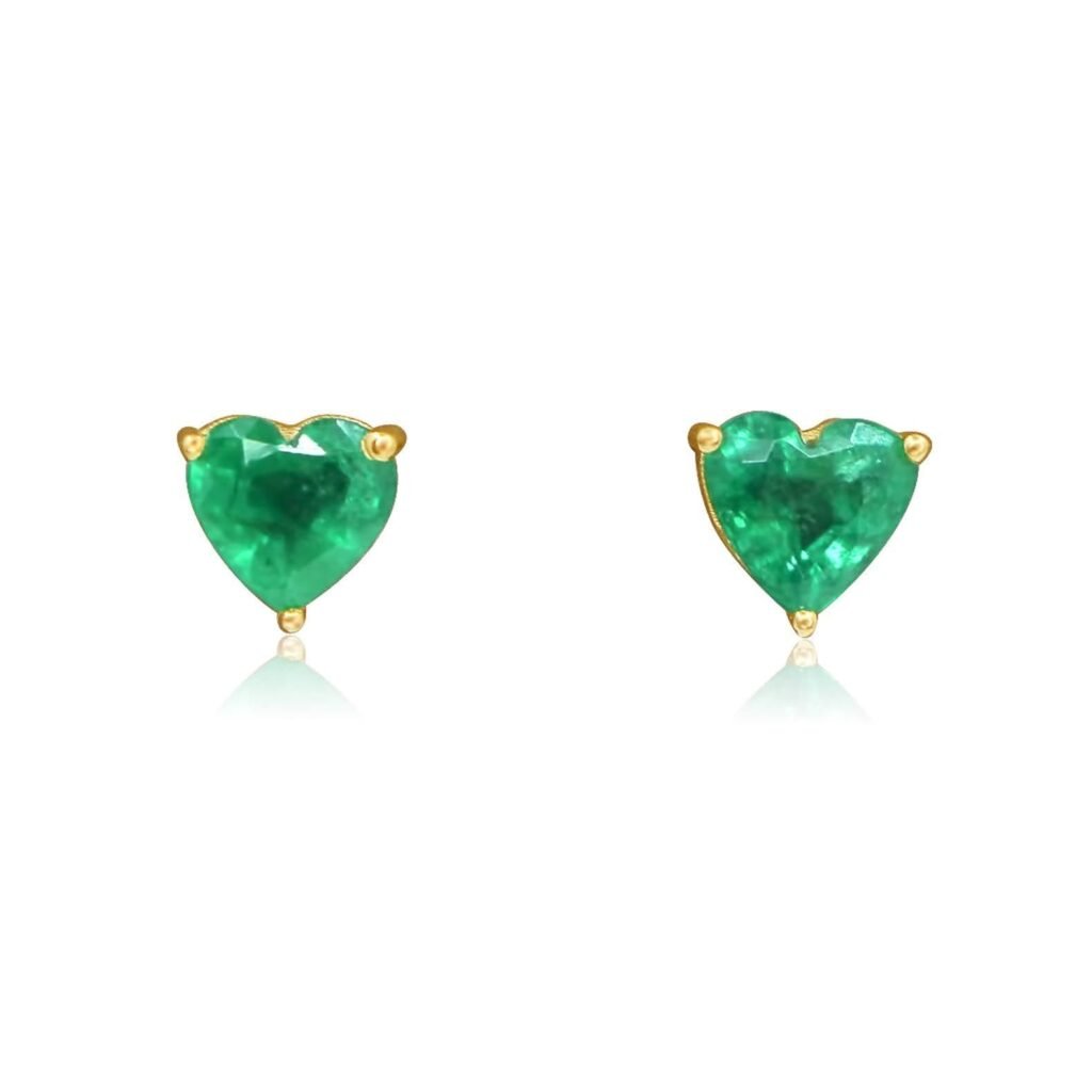 925 Sterling Silver Emerald Prong Heart Earring