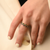 925 Sterling Silver Emerald Sapphire Eternity Band - Image 2