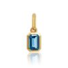 925 Sterling Silver Emerald Shaped London Blue Topaz Charm