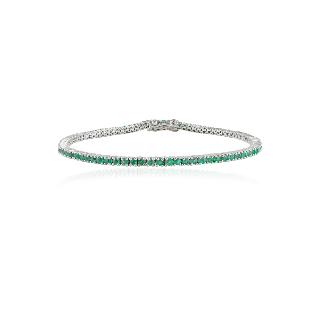 925 Sterling Silver Emerald Sleek Bracelet