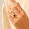 925 Sterling Silver Emerald Solitaire Leaf Ring