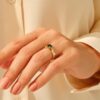 925 Sterling Silver Emerald Solitaire Leaf Ring - Image 6