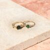 925 Sterling Silver Emerald Solitaire Leaf Ring - Image 7