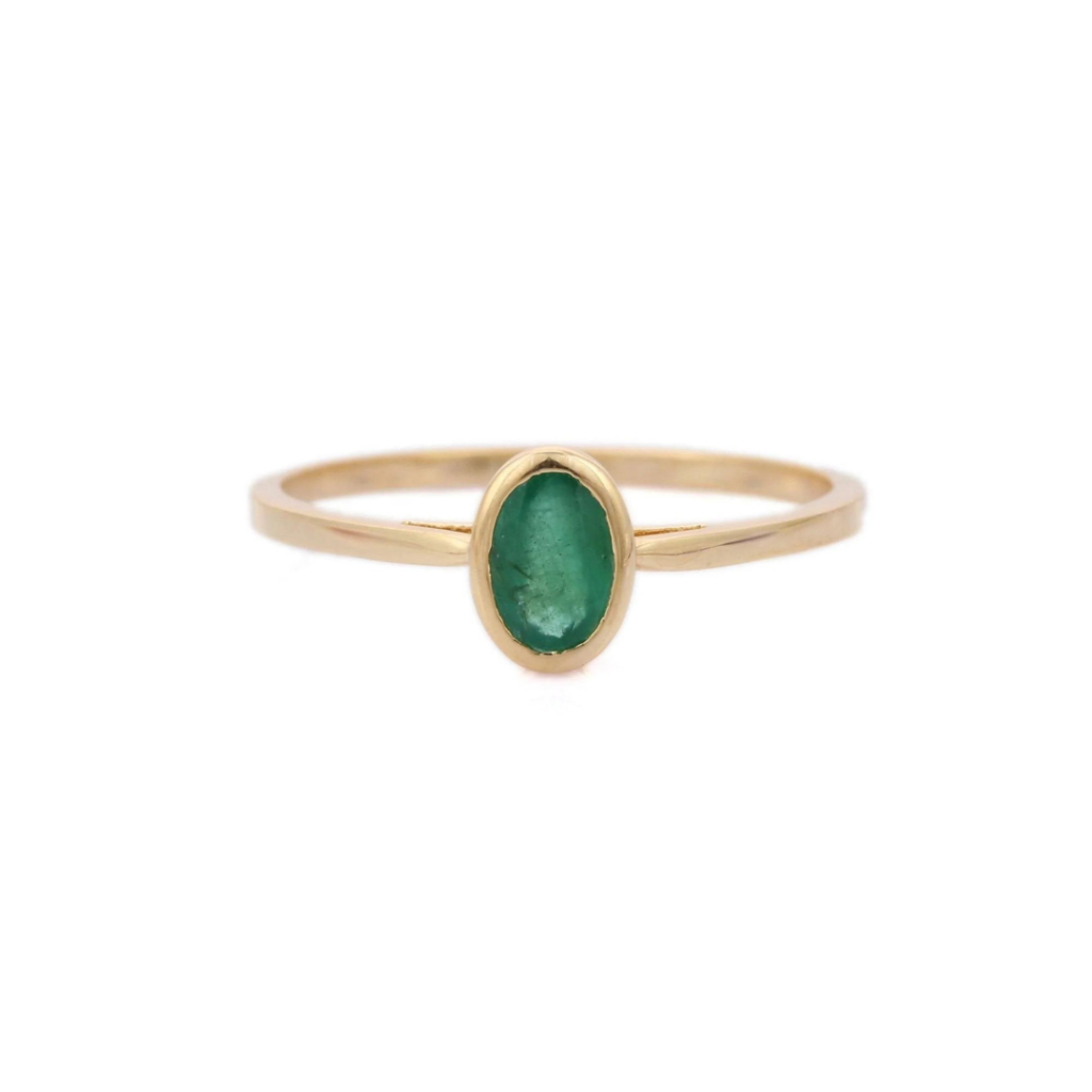 925 Sterling Silver Emerald Solitaire Ring