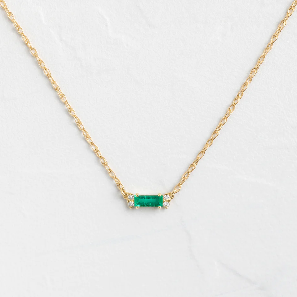 925 Sterling Silver Emerald Spring Necklace