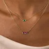 Sterling silver necklace with prong-set premium CZ emerald stones