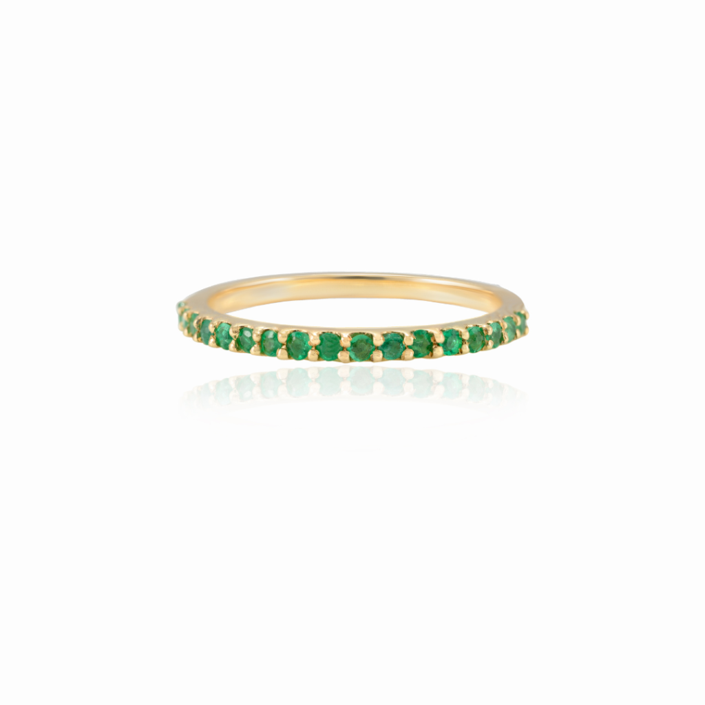 925 Sterling Silver Emerald Stackable Half Eternity Band
