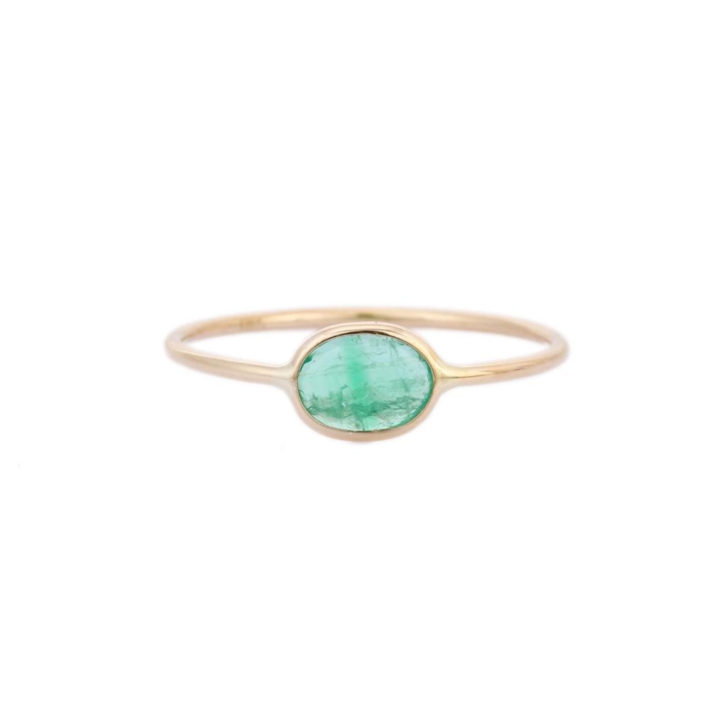 925 Sterling Silver Emerald Stacking Ring