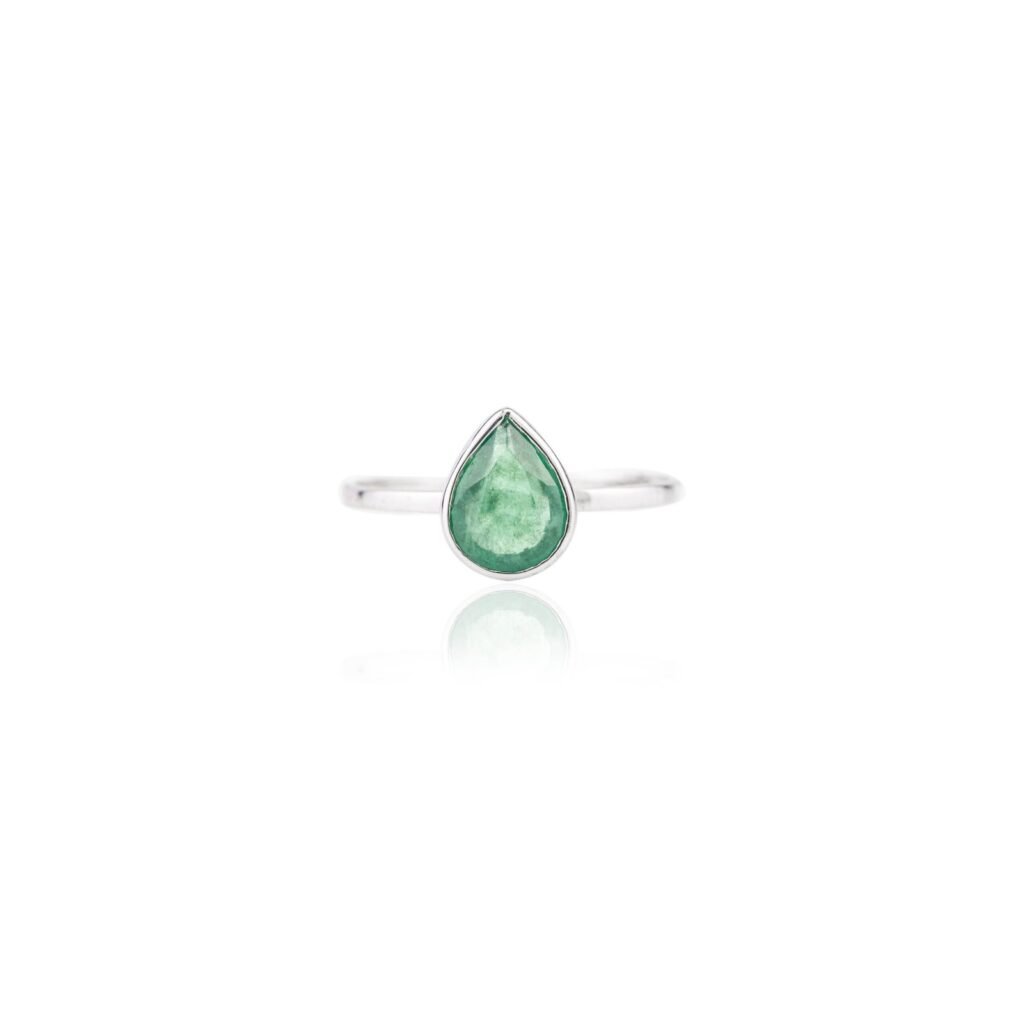 925 Sterling Silver Emerald Statement Ring