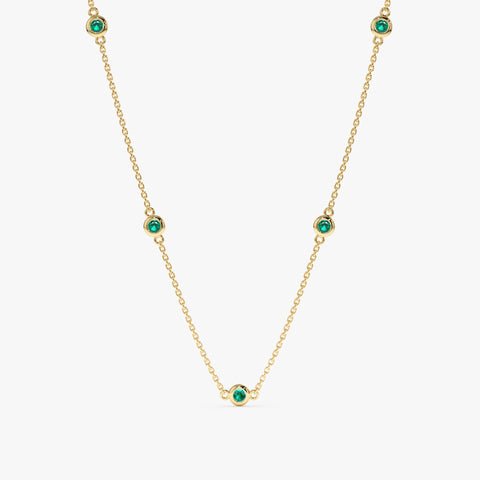 925 Sterling Silver Emerald Station Necklace