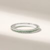 Slim 2.10 mm band ring with polished pave stone detailing