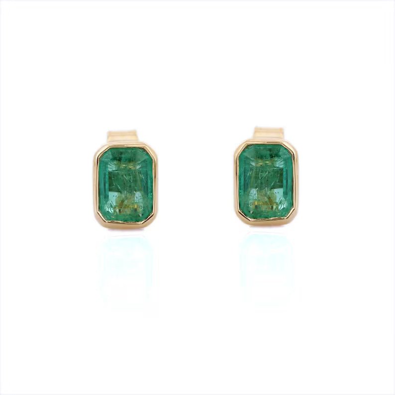 925 Sterling Silver Emerald Stud