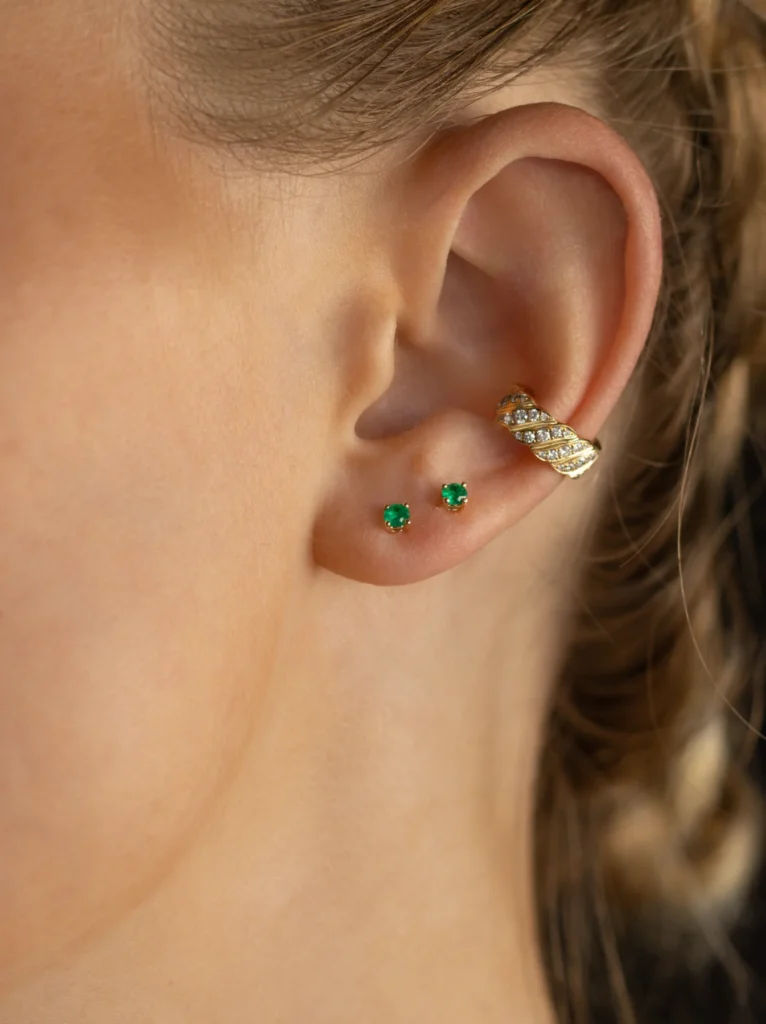925 Sterling Silver Emerald Studs