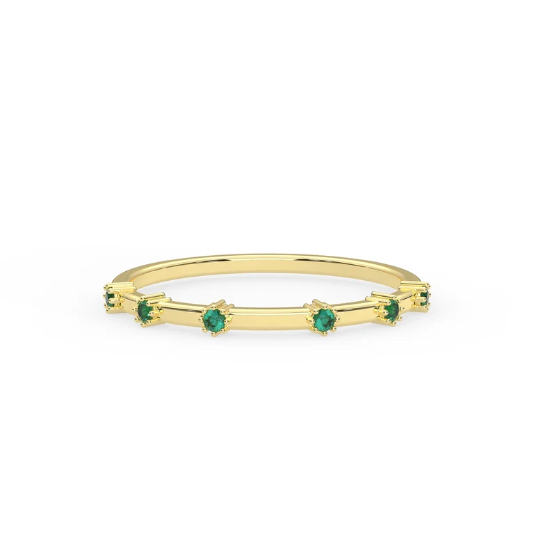 925 Sterling Silver Emerald Wedding Band