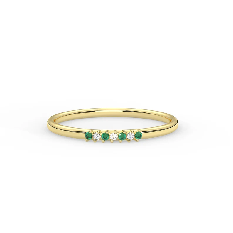 925 Sterling Silver Emerald Wedding Ring