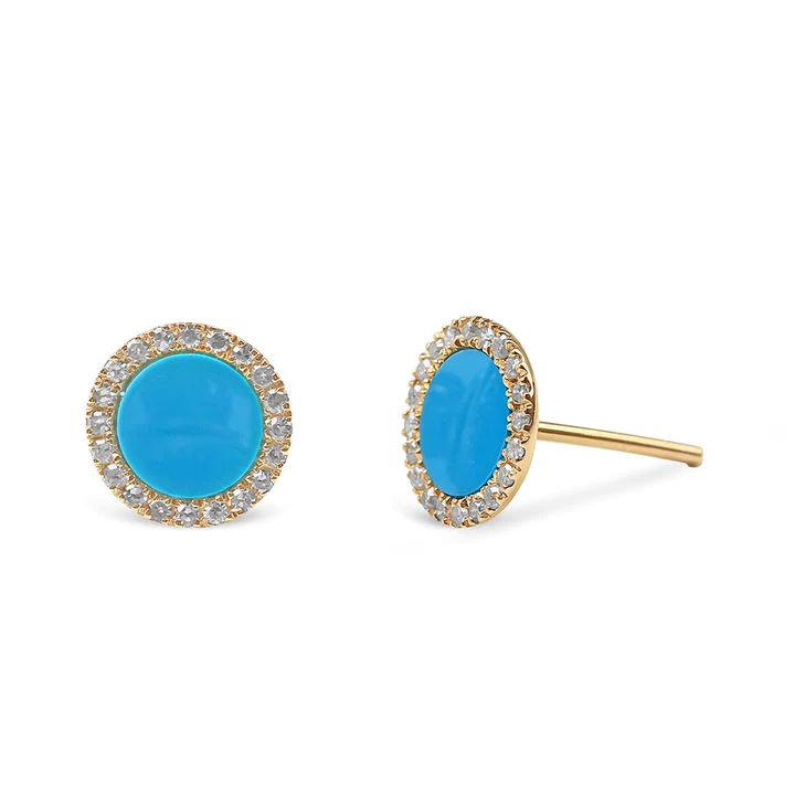 925 Sterling Silver Emily Turquoise And Diamond Stud Earrings
