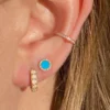Emily stud earrings combining turquoise and premium CZ diamond