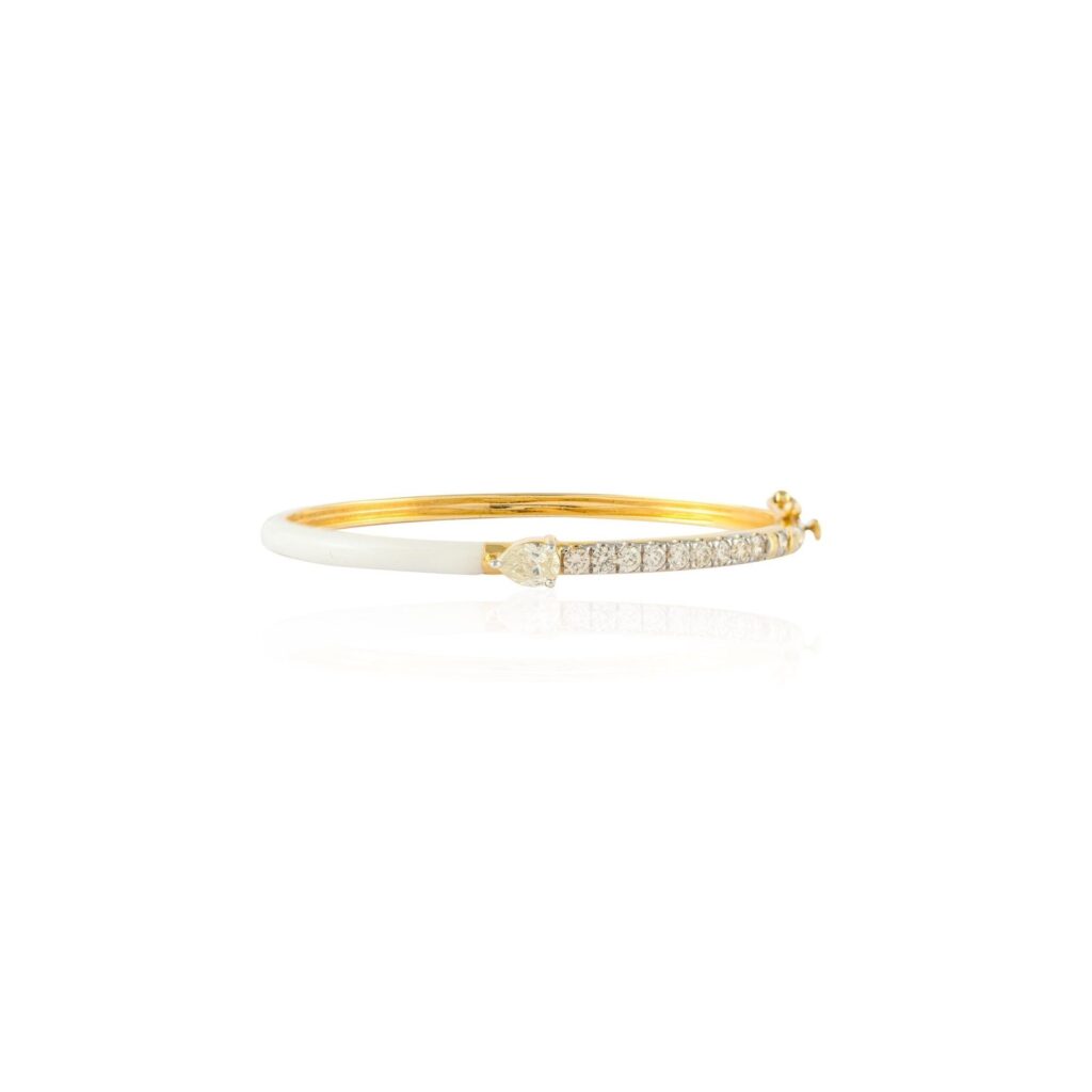 925 Sterling Silver Enamel Diamond Bangle