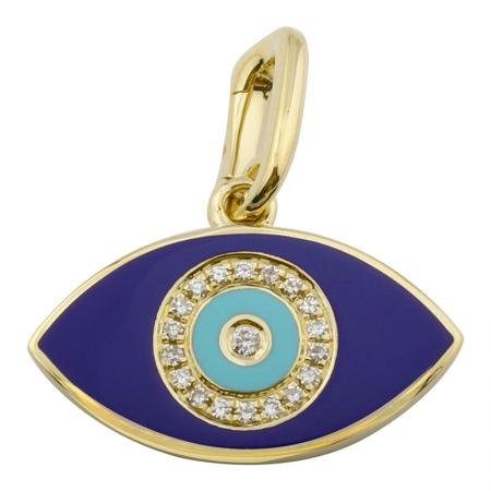 925 Sterling Silver Enamel Evil Eye Diamond Charm