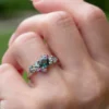 Sterling silver ring with cluster-set sapphires in mixed cuts