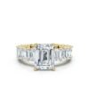 925 Sterling Silver Enerald Cut Diamond Engagement Ring - Image 6