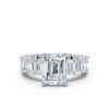 925 Sterling Silver Enerald Cut Diamond Engagement Ring - Image 8