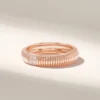 925 Sterling Silver Eternity Line Wedding Band: Ribbed Dome Ring with Diamonds - Image 5