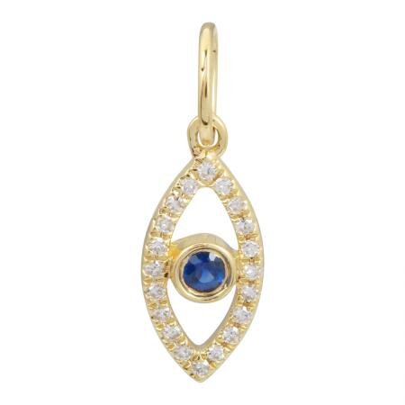 925 Sterling Silver Evil Eye Sapphire Charm