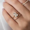 925 Sterling Silver Filament Ring, Emerald Cut Diamond - Image 2