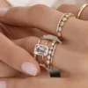 925 Sterling Silver Filament Ring, Emerald Cut Diamond - Image 5