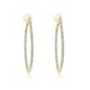 925 Sterling Silver Fine Line Football Shaped Diamond Hoop Earring